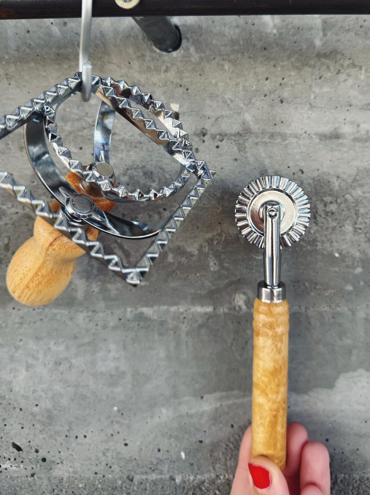 3-teiliges Ravioli-Ausstechformen-Set aus Metall & Holz